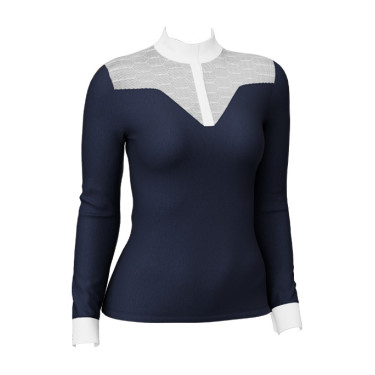 Wettkampfpolo Emily LeMieux langärmelig Marine Marineblau