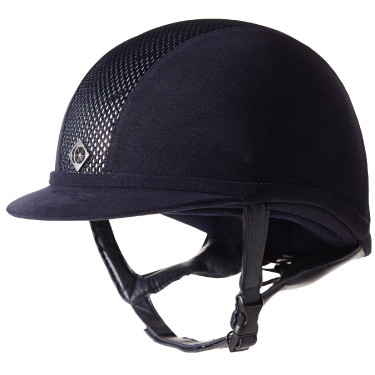 Charles Owen AYR8 Mikro-Wildleder Helm Marine / Silberfarben Blau