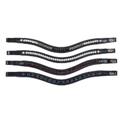 Gepolsterte Stirnriemen Welle Strass HFI Schwarz / silbern Gepolsterte Stirnriemen Welle Strass HFI Schwarz / silbern