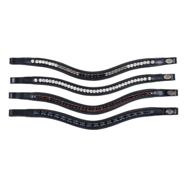 Gepolsterte Stirnriemen Welle Strass HFI Schwarz / silbern Gepolsterte Stirnriemen Welle Strass HFI Schwarz / silbern