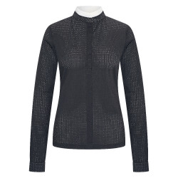 Wettkampf-Poloshirt Mesh Imperial Riding Grandprix Langarm Damen Schwarz