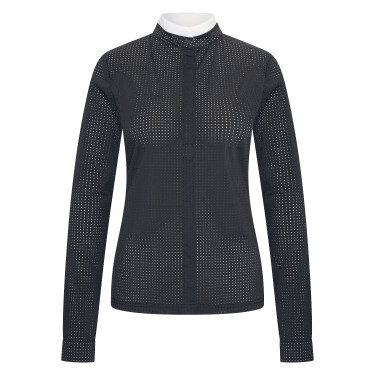 Wettkampf-Poloshirt Mesh Imperial Riding Grandprix Langarm Damen Schwarz