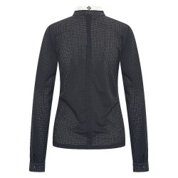 Wettkampf-Poloshirt Mesh Imperial Riding Grandprix Langarm Damen Schwarz