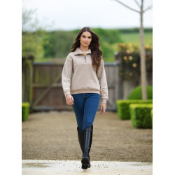 LeMieux Pullover Damen Keira mit Viertelreißverschluss Mandel Beige