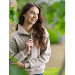 LeMieux Pullover Damen Keira mit Viertelreißverschluss Mandel Beige