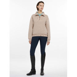 LeMieux Pullover Damen Keira mit Viertelreißverschluss Mandel Beige