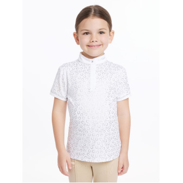 Wettkampf-Poloshirt Mini Bella LeMieux Weiß / Hufeisen