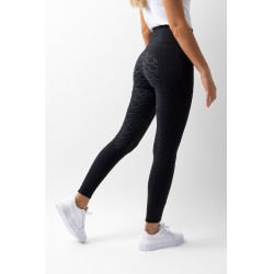 Damen-Reitleggings Gillian Horze mit hohem Bund und Vollbesatz aus Silikon Schwarz