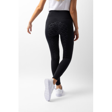 Damen-Reitleggings Gillian Horze mit hohem Bund und Vollbesatz aus Silikon Schwarz