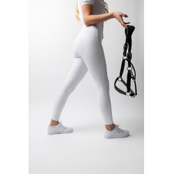 Damen-Vollbesatzreithose Horze Grand Prix III Show Glänzend Weiß Weiß