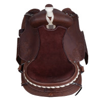 Western-Sattel Lakota mit runder gravierter Schürze und Silberfaden Braun Western-Sattel Lakota mit runder gravierter Schürze und Silberfaden Braun
