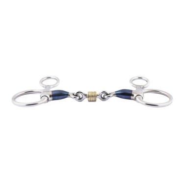 Mors Baucher Jump'In doppelt gebrochen Blue Steel mit Kupferringen