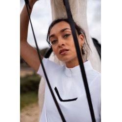 Glitzerndes Turniershirt Horze Taylor Damen Glänzend Weiß Weiß