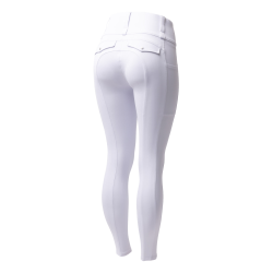 Damen Hybrid Reitleggings Horze Anya Fullgrip Glänzend Weiß Wei&szlig;