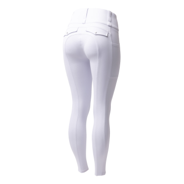 Damen Hybrid Reitleggings Horze Anya Fullgrip Glänzend Weiß Wei&szlig;