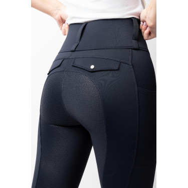Damen Hybrid Reitleggings Horze Anya Fullgrip Dunkelmarine Blau