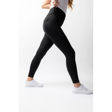 Damen Hybrid Reitleggings Horze Anya Fullgrip Schwarz
