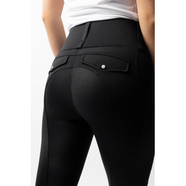 Damen Hybrid Reitleggings Horze Anya Fullgrip Schwarz