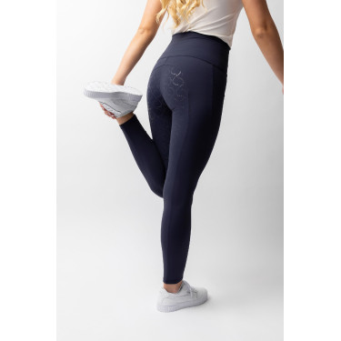 Damen-Reitleggings Gillian Horze mit hohem Bund und Vollbesatz aus Silikon Öffnung Marineblau Damen-Reitleggings Gillian Horze mit hohem Bund und Vollbesatz aus Silikon Öffnung Marineblau
