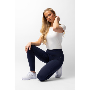 Damen-Reitleggings Gillian Horze mit hohem Bund und Vollbesatz aus Silikon Öffnung Marineblau Damen-Reitleggings Gillian Horze mit hohem Bund und Vollbesatz aus Silikon Öffnung Marineblau