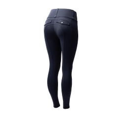 Damen Hybrid Reitleggings Horze Anya Fullgrip Dunkelmarine Blau