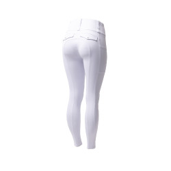 Damen Hybrid Reitleggings Horze Anya Fullgrip Glänzend Weiß Weiß