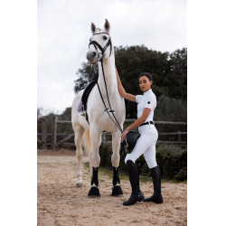 Damen Hybrid Reitleggings Horze Anya Fullgrip Glänzend Weiß Weiß