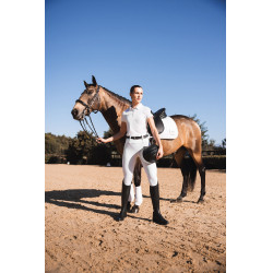Damen Hybrid Reitleggings Horze Anya Fullgrip Glänzend Weiß Weiß