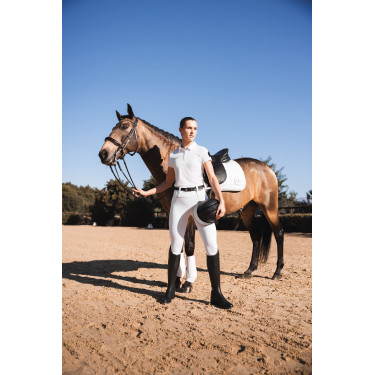 Damen Hybrid Reitleggings Horze Anya Fullgrip Glänzend Weiß Weiß