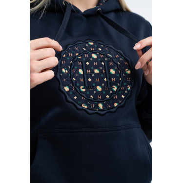 Hoodie Harcour Samy Marine-Mosaik Marineblau