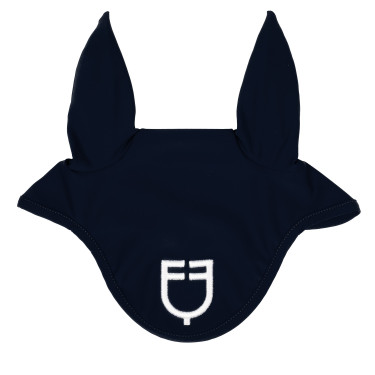 Technische Stoff-Fliegenhaube mit Equestro-Logo Marine / Weiß Blau