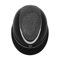 Luxushelm mit großem Visier und Strasssteinen, EN 1384-2023 zugelassen, Equestro Schwarz / Silber