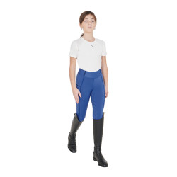 Mädchen-Leggings mit Grip und Equestro-Logo Sodalithblau