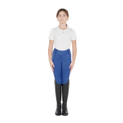 Mädchen-Leggings mit Grip und Equestro-Logo Sodalithblau