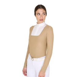 Wettkampf-Poloshirt Damen Langarm mit Knöpfen Equestro