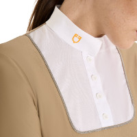 Wettkampf-Poloshirt Damen Langarm mit Knöpfen Equestro Grauer Nebel Blau Wettkampf-Poloshirt Damen Langarm mit Knöpfen Equestro Grauer Nebel Blau