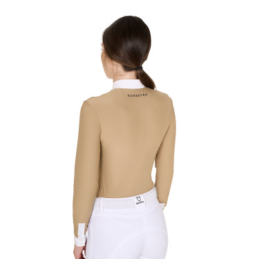 Wettkampf-Poloshirt Damen Langarm mit Falten aus Baumwolle Equestro Wettkampf-Poloshirt Damen Langarm mit Falten aus Baumwolle Equestro