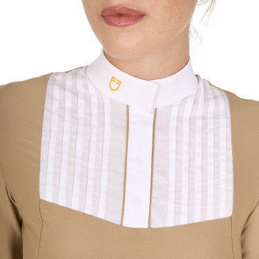 Wettkampf-Poloshirt Damen Langarm mit Falten aus Baumwolle Equestro Wettkampf-Poloshirt Damen Langarm mit Falten aus Baumwolle Equestro