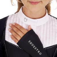 Wettkampf-Poloshirt Mädchen mit Strass Equestro Rosen-Cameo Rosa Wettkampf-Poloshirt Mädchen mit Strass Equestro Rosen-Cameo Rosa