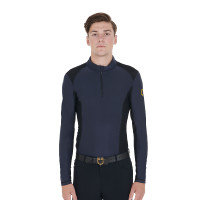 Trainingspolo eng anliegend langarm Herren Equestro Marineblazer