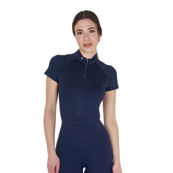 Technisches, eng anliegendes Trainingspolo mit Reißverschluss für Damen Equestro Marineblazer Marineblau