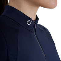 Technisches, eng anliegendes Trainingspolo mit Reißverschluss für Damen Equestro Marineblazer Marineblau