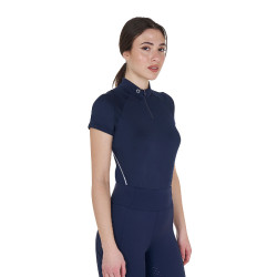 Technisches, eng anliegendes Trainingspolo mit Reißverschluss für Damen Equestro Marineblazer Marineblau