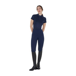 Technisches, eng anliegendes Trainingspolo mit Reißverschluss für Damen Equestro Marineblazer Marineblau