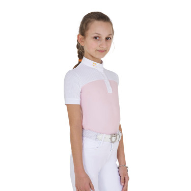 Mädchen-Turnierpolo mit kurzen Ärmeln und Knöpfen mit Mesh Equestro Mädchen-Turnierpolo mit kurzen Ärmeln und Knöpfen mit Mesh Equestro