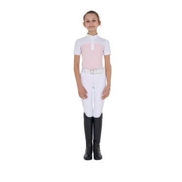 Mädchen-Turnierpolo mit kurzen Ärmeln und Knöpfen mit Mesh Equestro Mädchen-Turnierpolo mit kurzen Ärmeln und Knöpfen mit Mesh Equestro