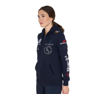 Damen-Kapuzenpullover mit Multi-Logo neu Equestro Marineblazer Marineblau