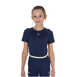 Technisches Trainings-T-Shirt für Kinder Equestro Marineblazer Marineblau