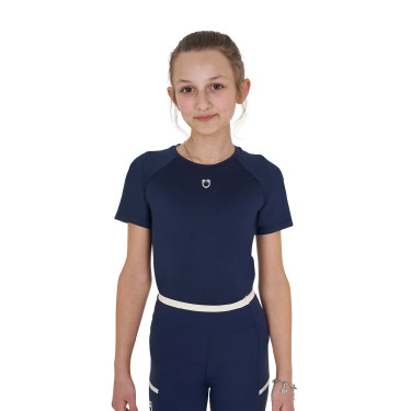 Technisches Trainings-T-Shirt für Kinder Equestro Marineblazer Marineblau