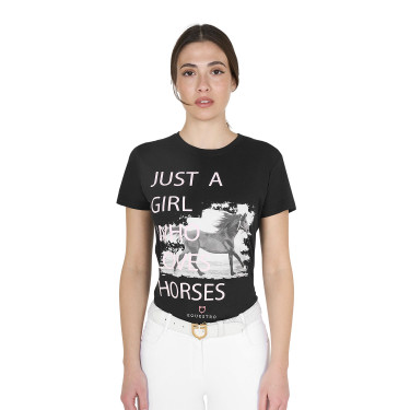 T-Shirt aus Baumwolle Equestro Damen Horse Lover